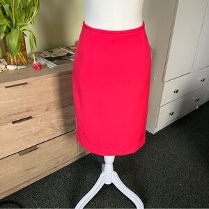 CALVIN KLEIN Bright Neon Pink Knee-Length Pencil Lined High-Waist Midi Skirt S